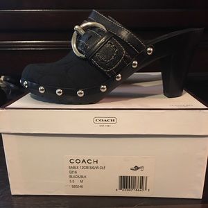 Coach Sable mules in Black Signature canvas